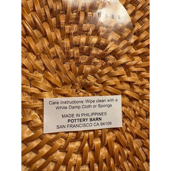 Pottery Barn Set of 4 Sea Shell Rimmed Rattan Charger Plates Beach Coastal 15” - Picture 8 of 8